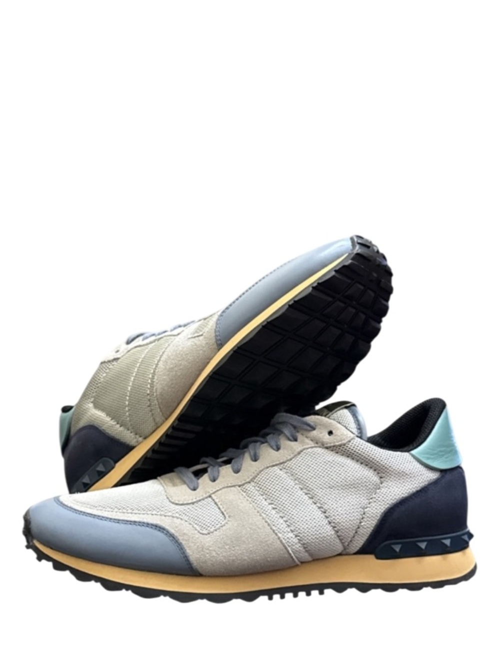 VALENTINO GARAVANI - GREY BLUE STUD SNEAKERS “ROCKRUNNER”